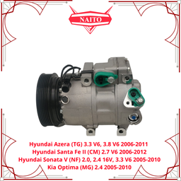 [97701-2B202] Compresor Hyundai Azera (TG) 3.3 V6, 3.8 V6 2006-2011  Hyundai Santa Fe II (CM) 2.7 V6 2006-2012  Hyundai Sonata V (NF) 2.0, 2.4 16V, 3.3 V6 2005-2010  Kia Optima (MG) 2.4 2005-2010